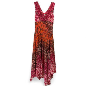 Women’s Y2K Dainty Semi Sheer Asymmetrical Flowy Sleeveless Coral Pink Maxi 10 M